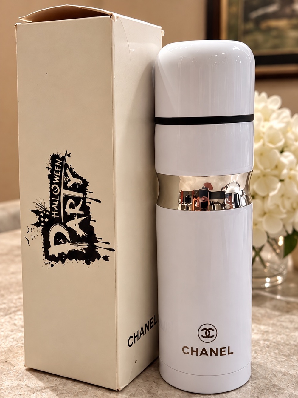 CHANEL VIP White Thermos / Insulated Bottle with Original Box 🤍